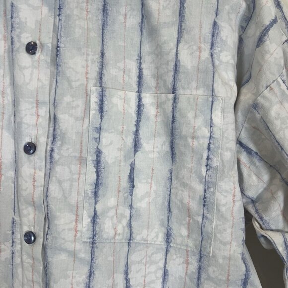 Sitting Pretty California Button Front Cotton Shirt Tie-Dye Stripe MultiColor L - Picture 4 of 10
